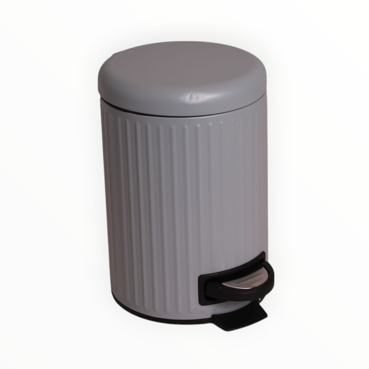 Szary metalowy kosz na śmieci do łazienki ryflowany 3l 25cm
