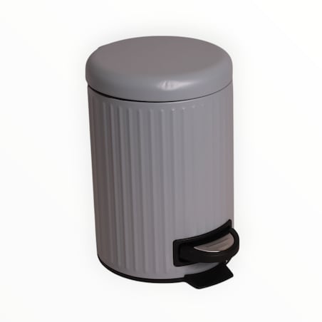 Szary metalowy kosz na śmieci do łazienki ryflowany 3l 25cm