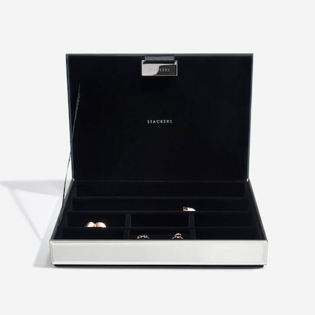 Szkatułka na biżuterię Stackers classic velvet szklana z pokrywką z czarną wyściółką