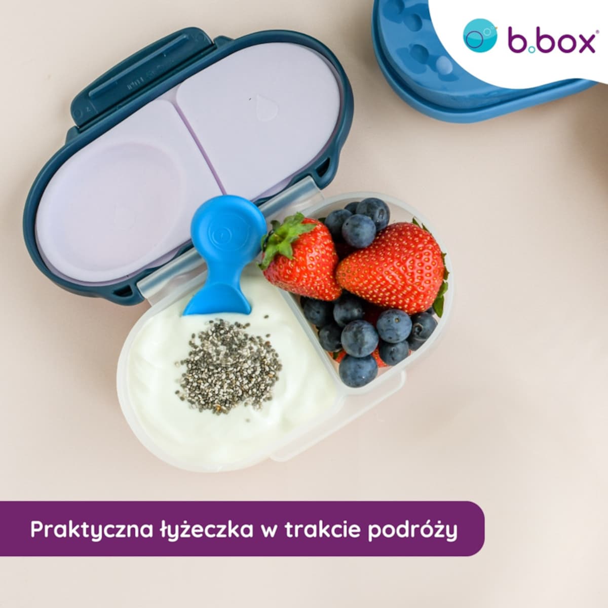 Mini łyżeczki do lunchboxa marki b.box 3 szt. kolorowe z wygodnym uchwytem