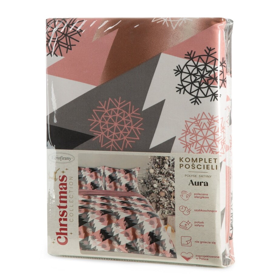 Komplet pościeli świątecznej z mikrowłókna 160x200 cm jasnopomarańczowy