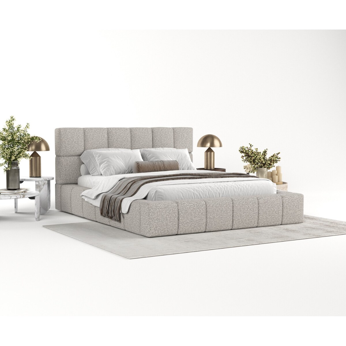 Łóżko tapicerowane PAROS 180x200 z pojemnikiem, Szary, tkanina Bubble 06