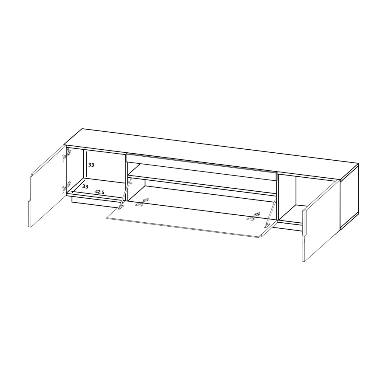 Szafka RTV Loft Industrialna Dąb Artisan Czarny MAT 200 cm