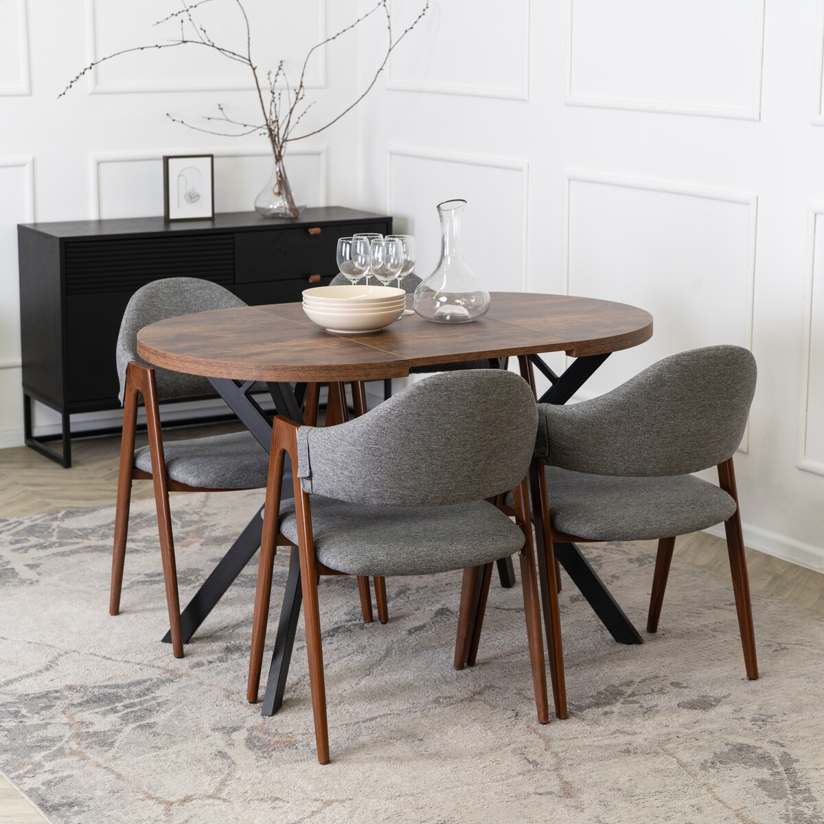 Krzesło Tapicerowane Kuchenne Skandynawskie Do Jadalni Salonu Popiel RUIZ