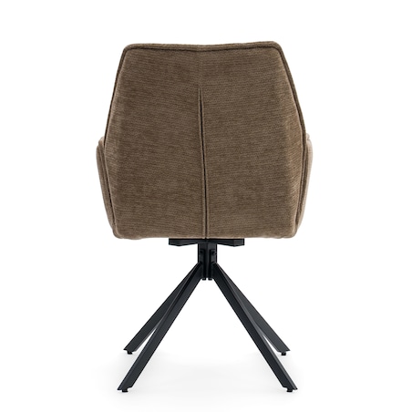 Krzesło tapicerowane obrotowe szenilowe do salonu MERANO brązowe