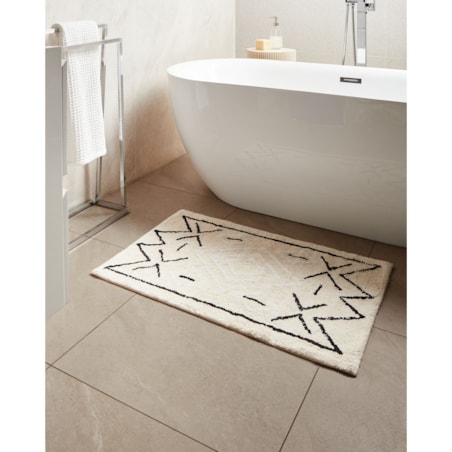 Dywanik łazienkowy UNTLA Jasnobeżowy 60 x 90 cm Bawełna