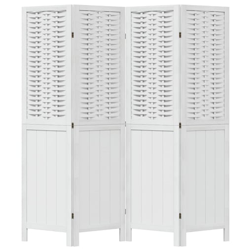 vidaXL Parawan pokojowy, 4-panelowy, biały, lite drewno paulowni