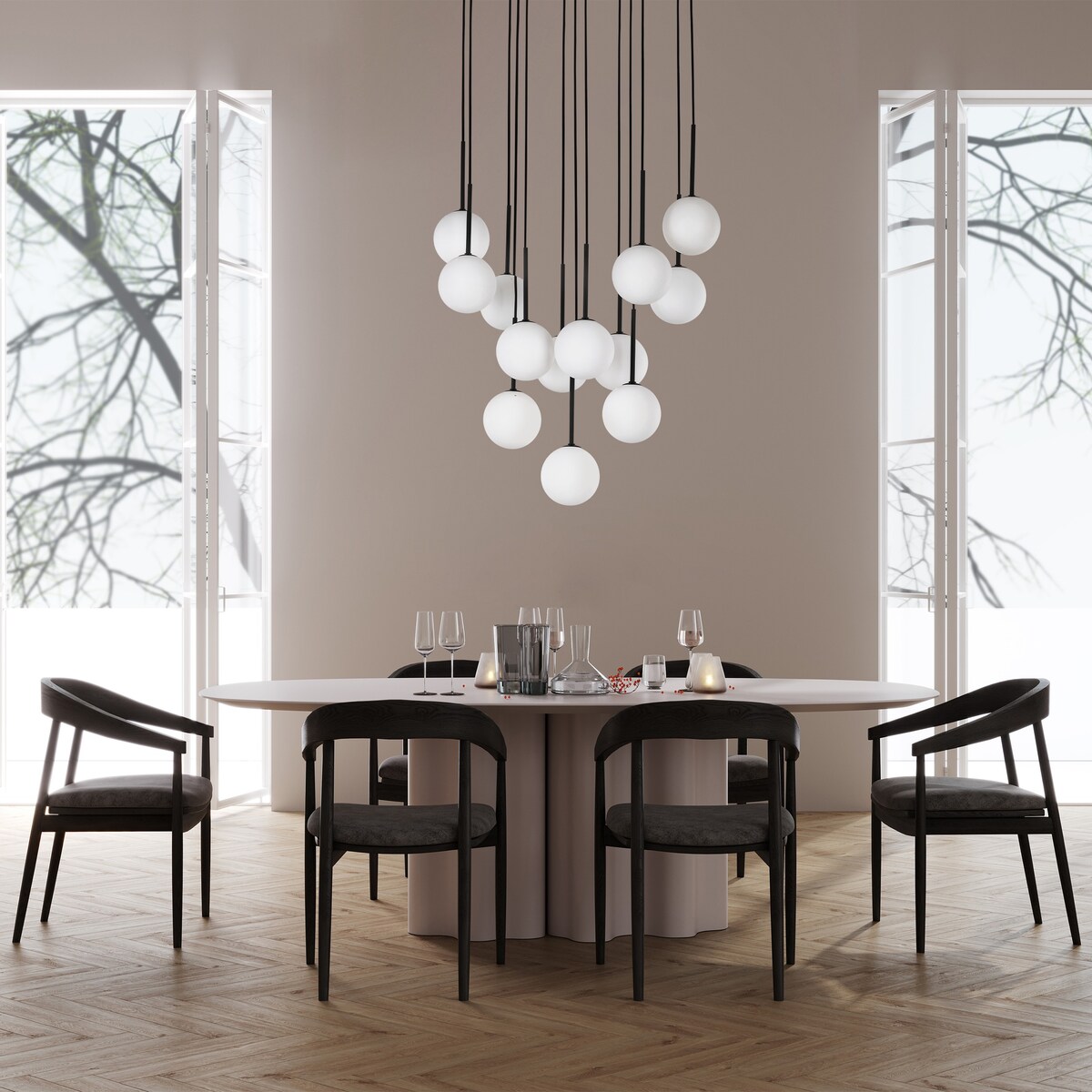 Lampa wisząca TK Lighting MARTIN WHITE 10079 13xG9 czarno-biała nowoczesna do salonu jadalni kuchni