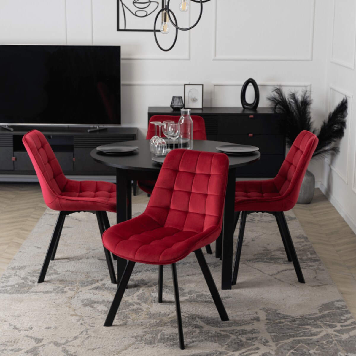 Krzesło Tapicerowane Kuchenne Welurowe Do Jadalni Kuchni Loft Bordowe RICK