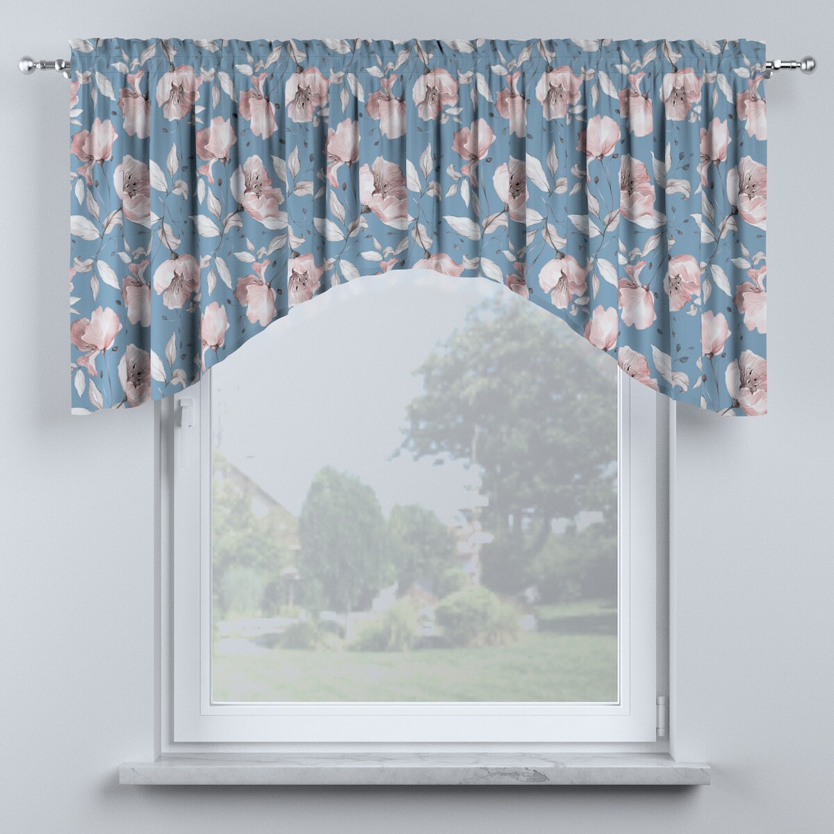 Lambrekin łuk 150x75 niebiesko-różowy