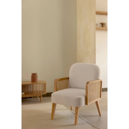 Fotel wypoczynkowy z plecionymi podłokietnikami King, naturalny