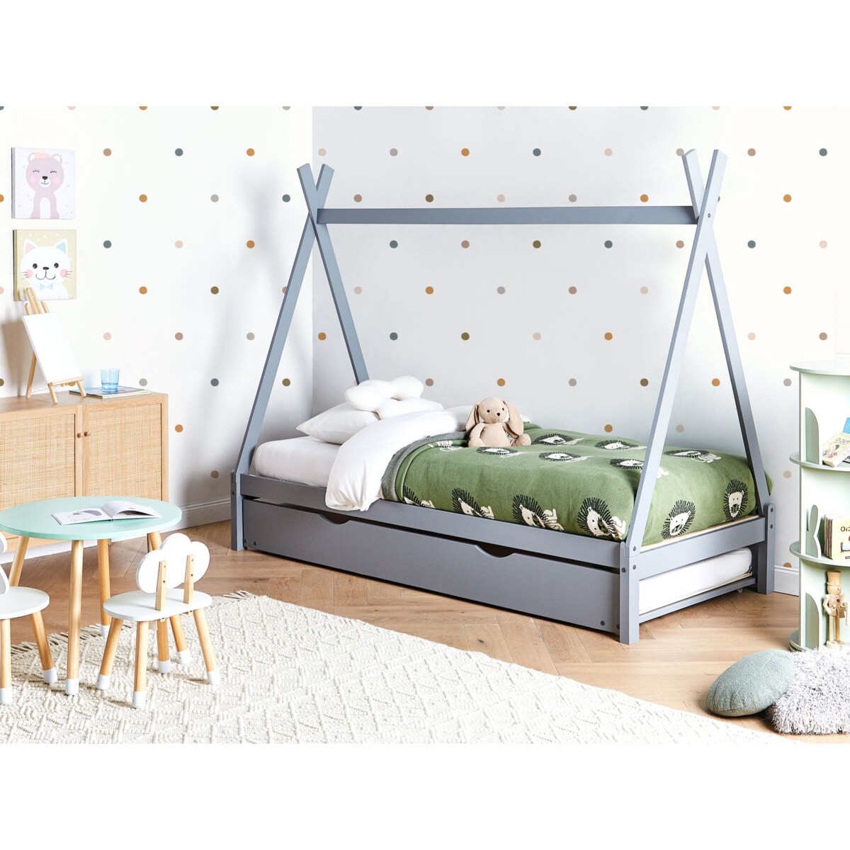 Łóżko wysuwane Drewno sosnowe TALMONTIERS 90 x 200 cm Szary