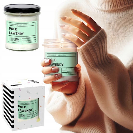 Naturalna świeca zapachowa sojowa w słoiku zapach POLE LAWENDY Upominek EKO