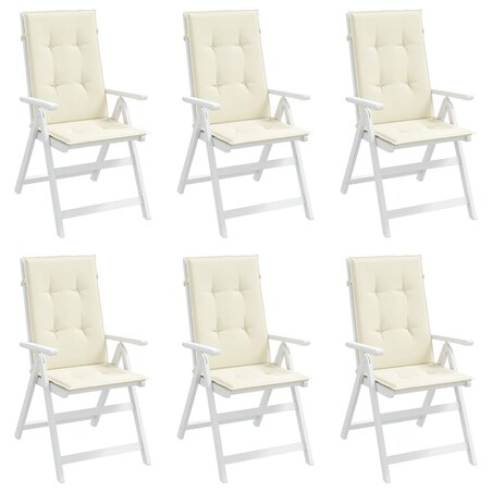 vidaXL Poduszki na krzesła ogrodowe, 6 szt., kremowe, 120x50x3 cm