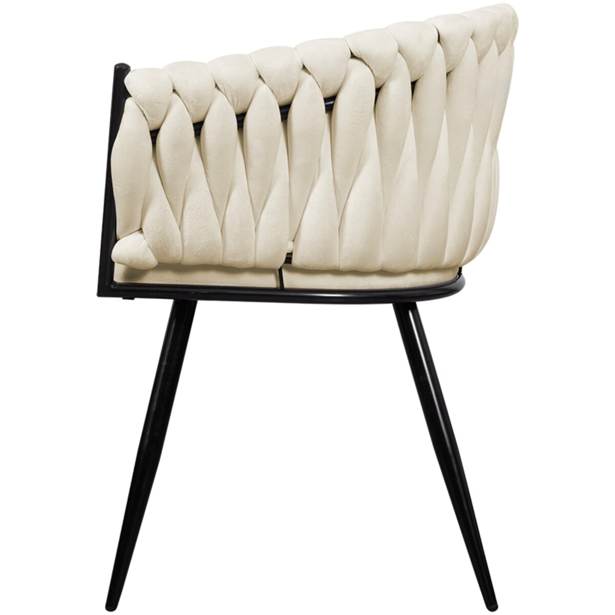 Krzesło tapicerowane do salonu glamour welurowe plecione beżowe