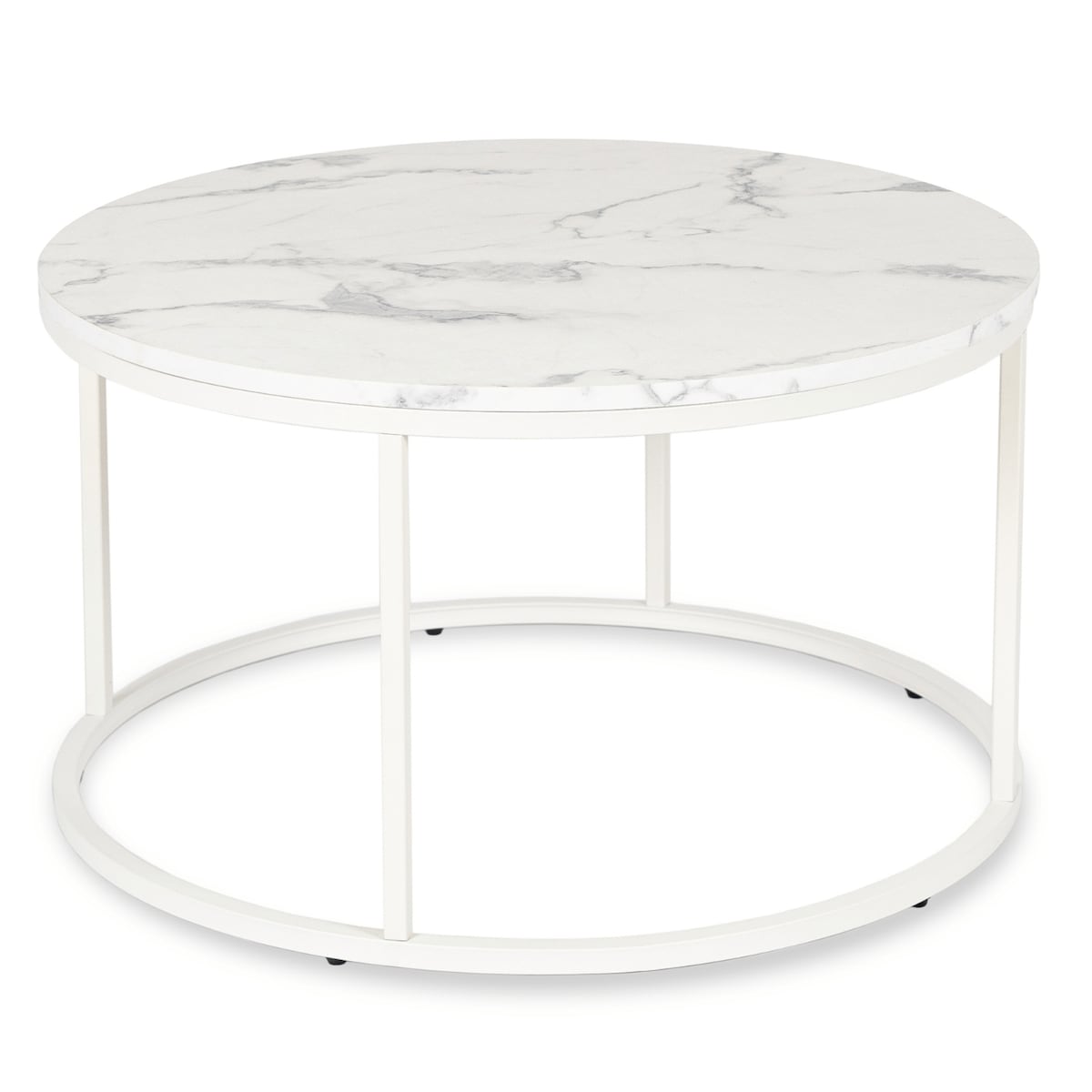 Stolik Kawowy Okrągły Biały Marmur Duży Ława Okrągła Biała Duża AGNES MAX