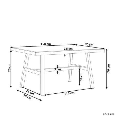 Stół ogrodowy CANETTO 150 cm 90 cm Szkło Czarny