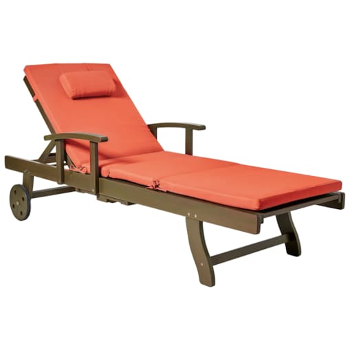 Leżak ogrodowy z poduszką AMANTEA PREMIUM Drewno akacjowe Czerwony