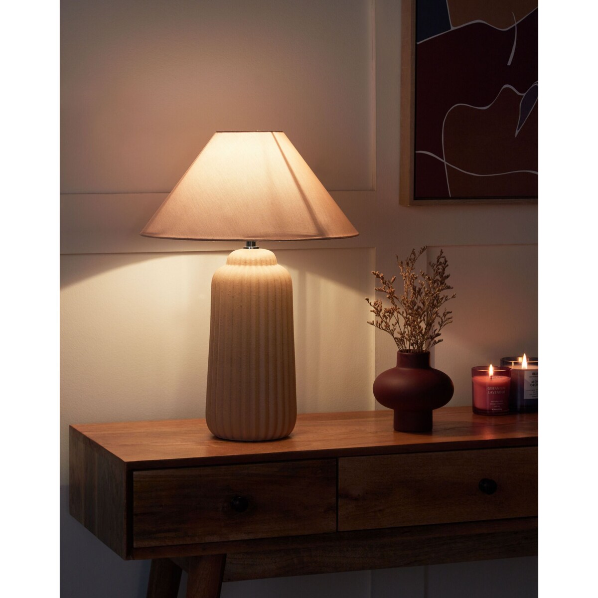 Lampa stołowa ceramiczna beżowa NURIA