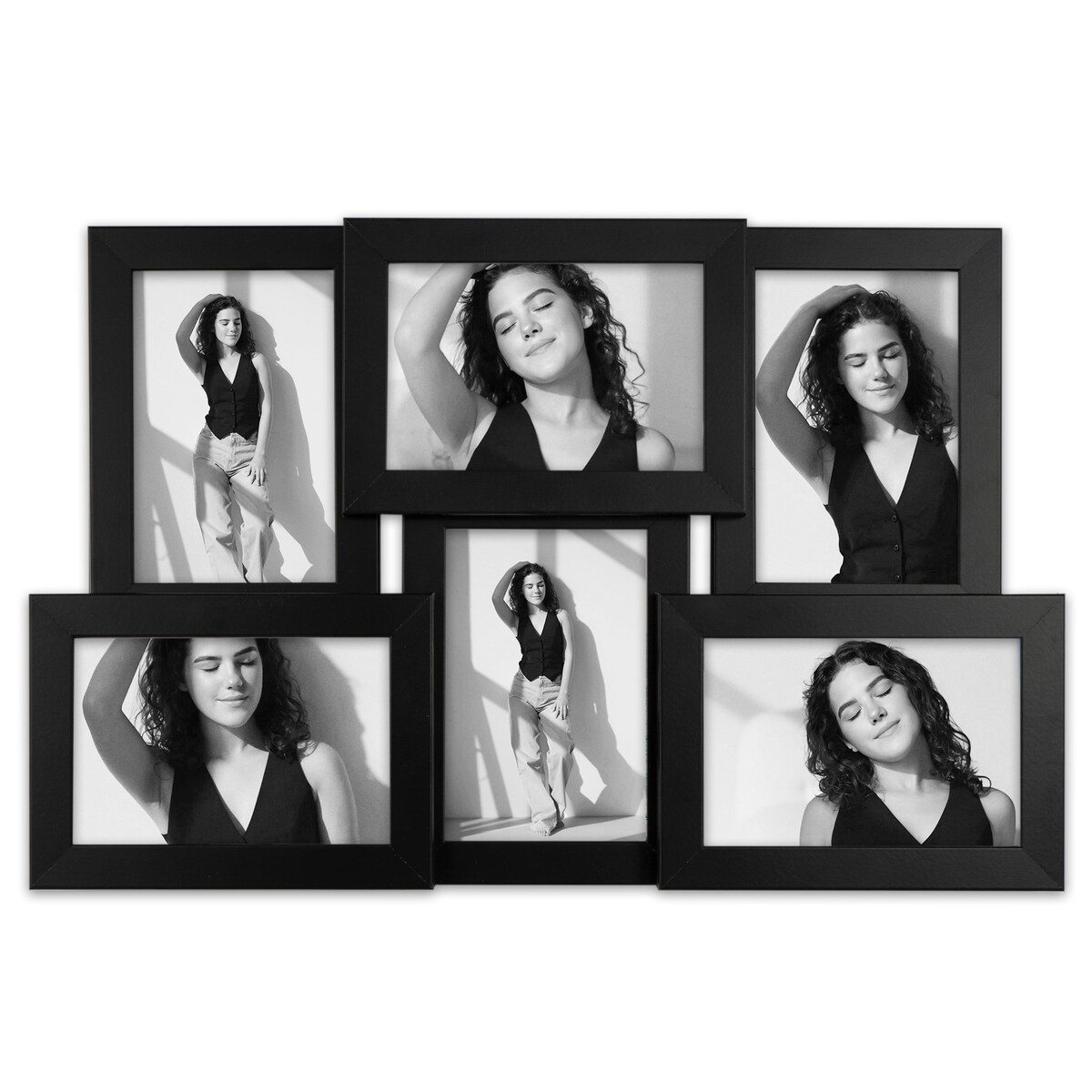 Multirama ramka na zdjęcia 6 zdjęć. Czarna multirama na sześć zdjęć 10x15 cm Ramka na zdjęcia 6 w 1 MULTI HEN 2 FRAMAI
