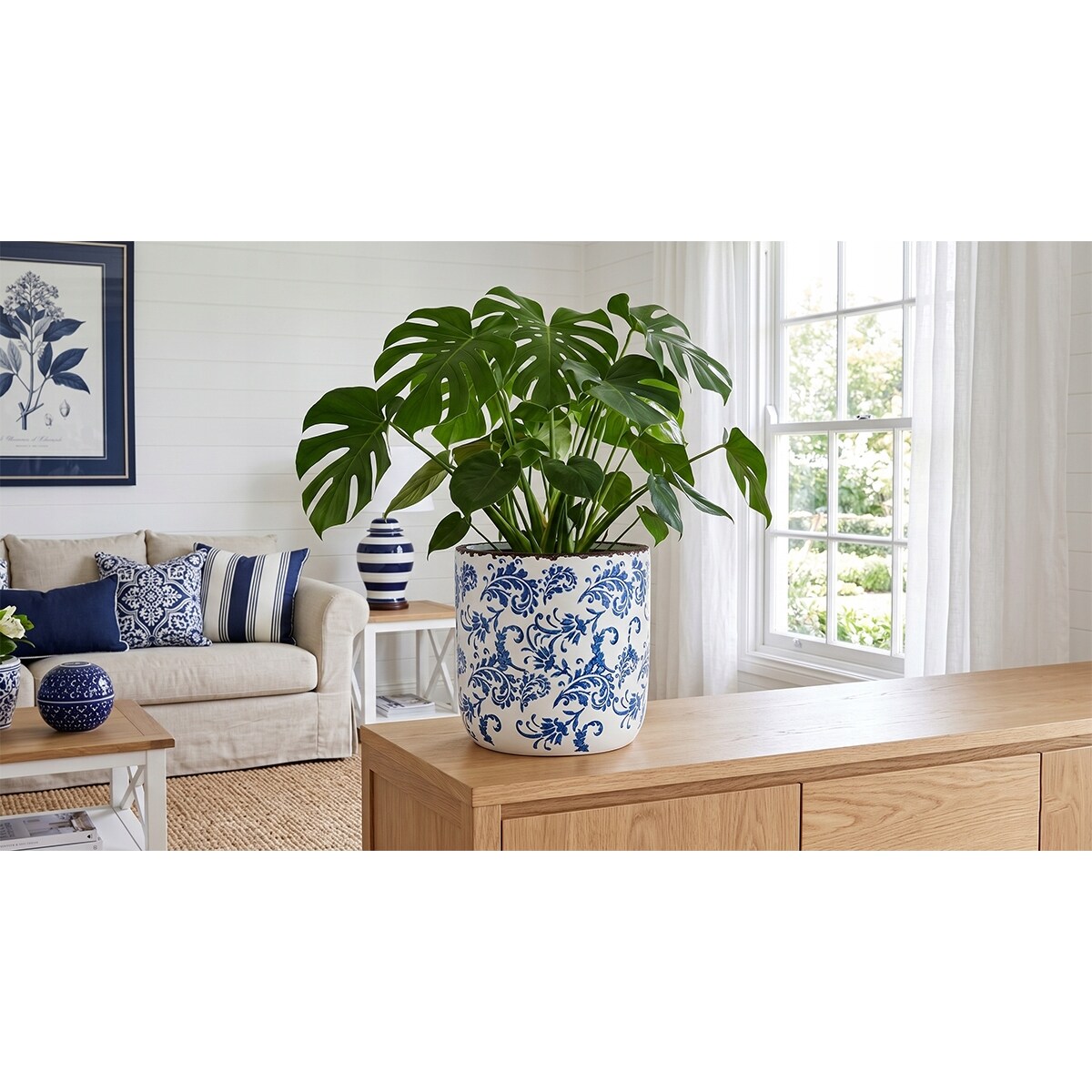 DONICZKA CERAMICZNA 23cm DUŻA NA BALKON TARAS KWIATY BONSAI BIAŁA OSŁONKA