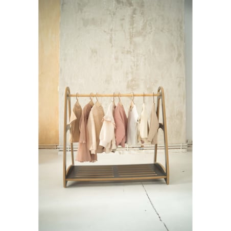 MINI garderoba szafa wieszak montessori + 5 drewnianych wieszaczków - szara