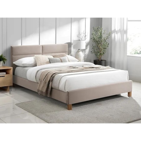 Łóżko tapicerowane SIERRA VELVET 140x200 beżowe