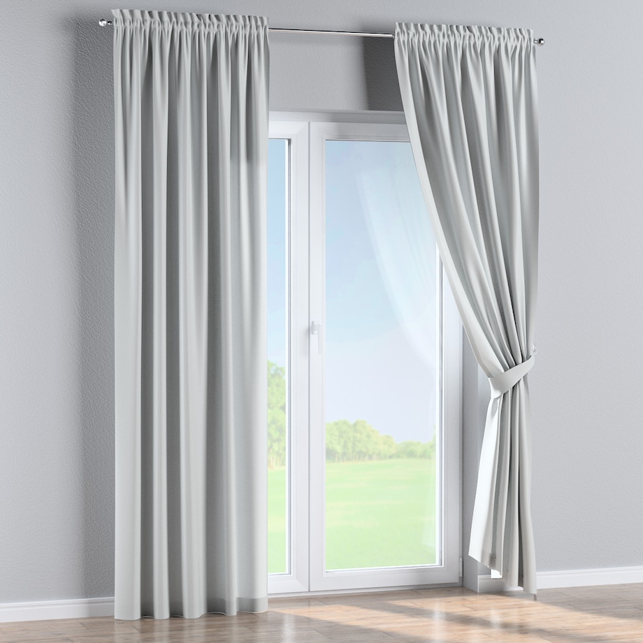 Zasłona na kanale z grzywką 1 szt. 130x245 gołębi srebrny z połyskiem