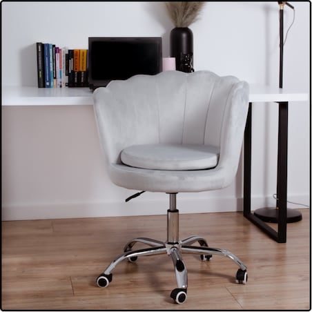 Fotel obrotowy krzesło muszelka welurowy do biurka toaletki szare shell