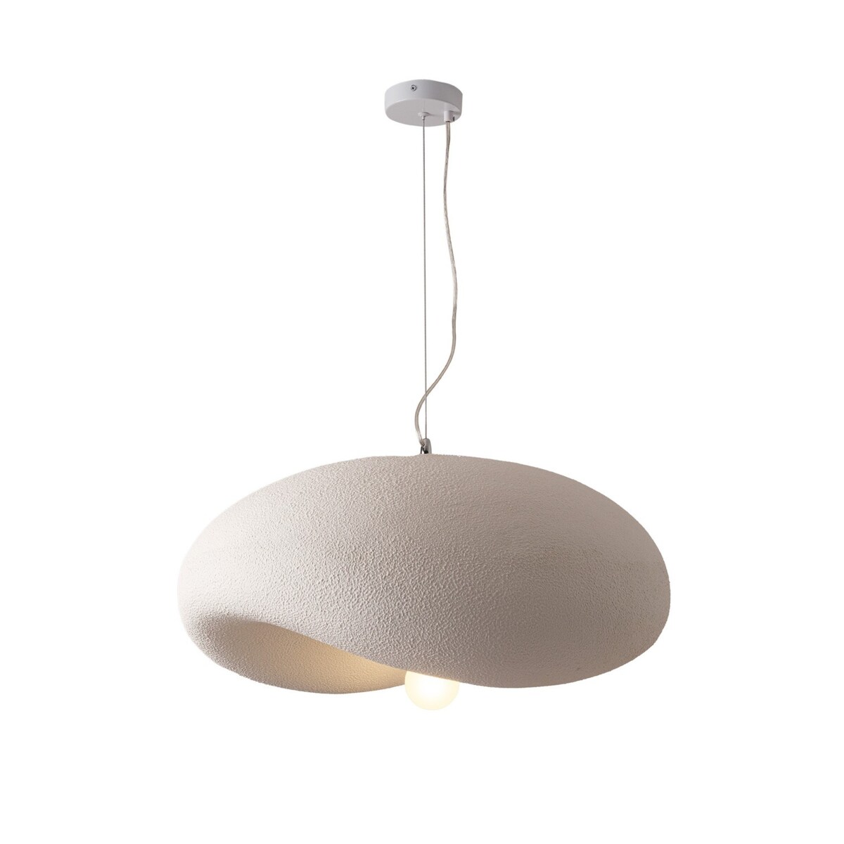 Lampa wisząca Japandi STONE FLAT biała 60 cm