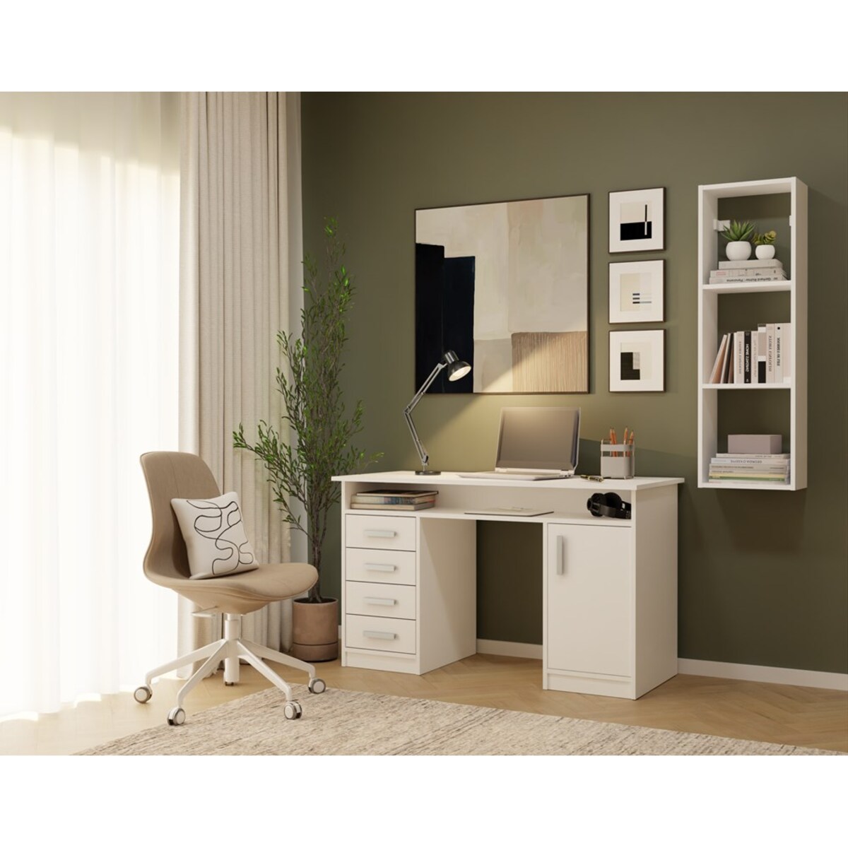 Regał Wiszący COBI 1X3 - Nowoczesna Półka Ścienna 3 Komory Biel Mat