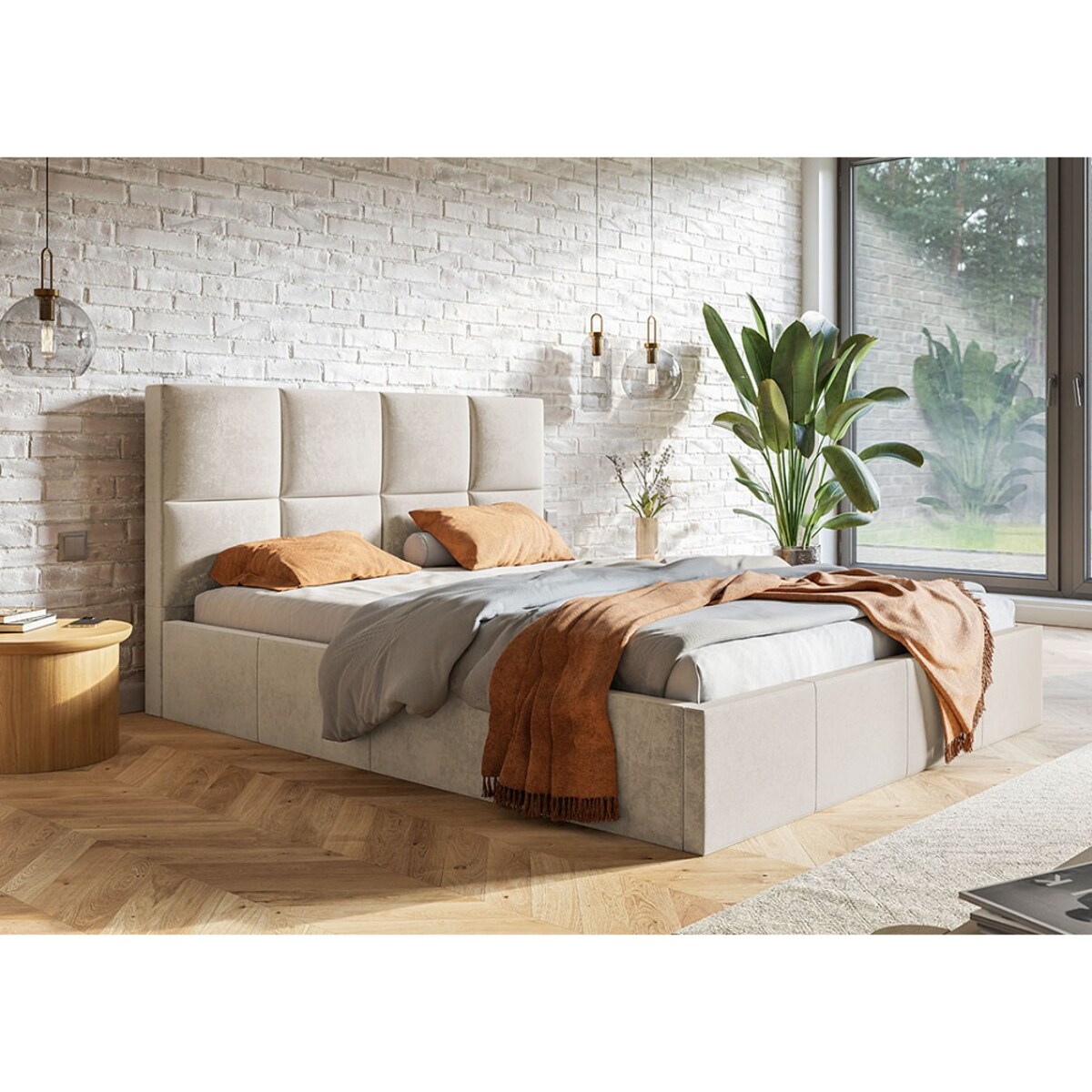 Łóżko sypialniane SIM 160x200 - Beżowe