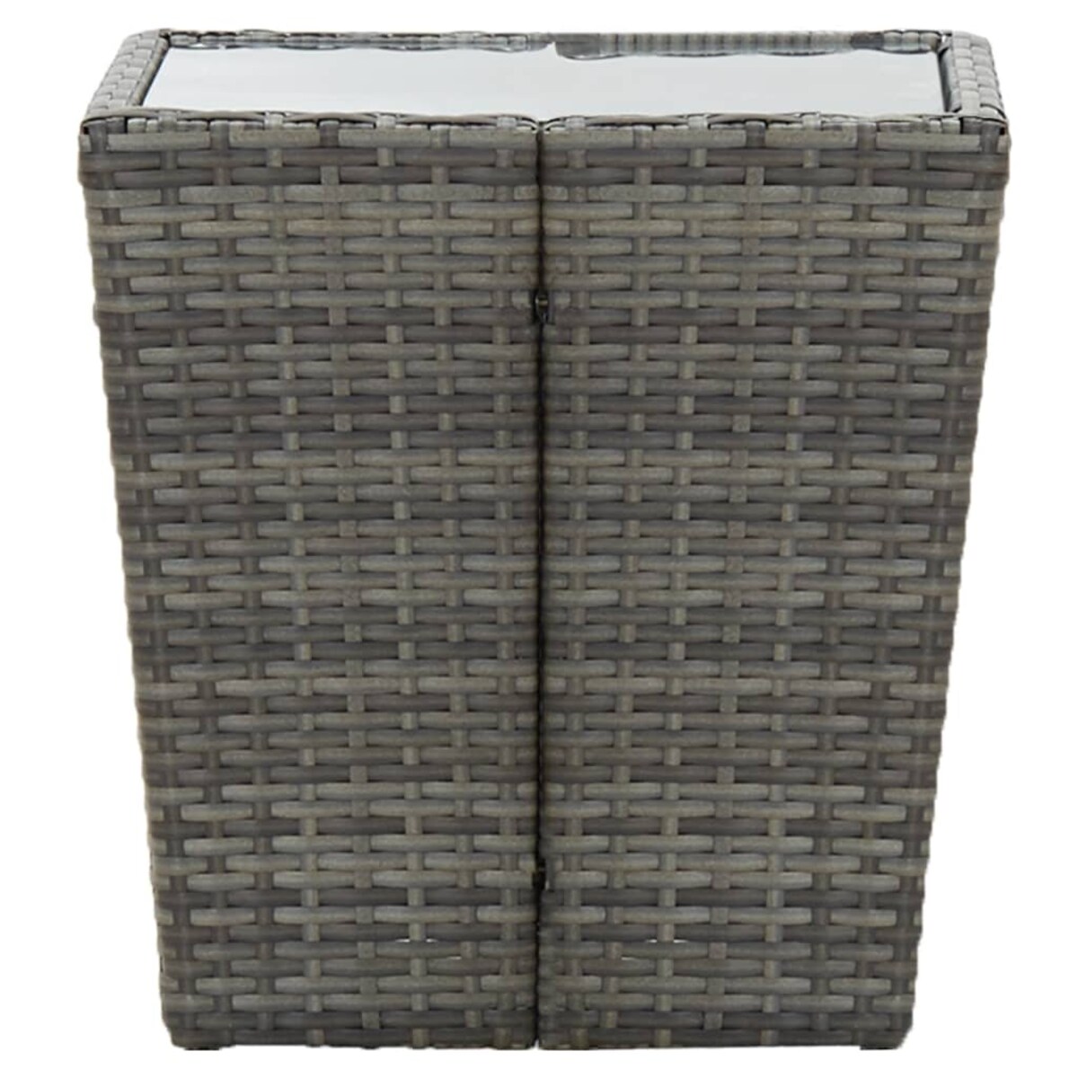 vidaXL Stolik herbaciany, szary, 41,5x41,5x43 cm, rattan PE i szkło