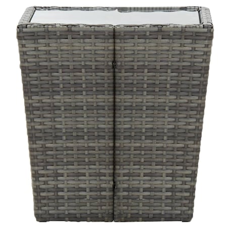 vidaXL Stolik herbaciany, szary, 41,5x41,5x43 cm, rattan PE i szkło