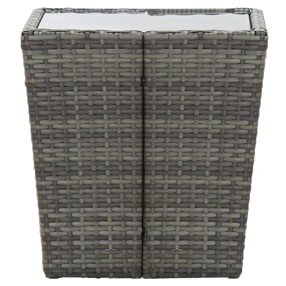 vidaXL Stolik herbaciany, szary, 41,5x41,5x43 cm, rattan PE i szkło