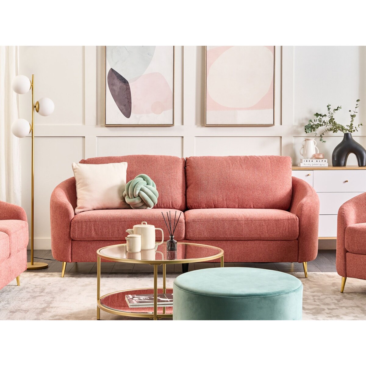 Sofa 3-osobowa różowa TROSA