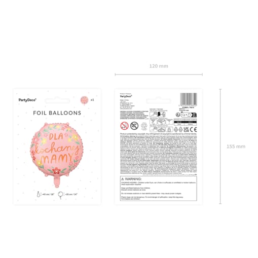 Balon foliowy ''Dla kochanej mamy'', 45 cm, mix