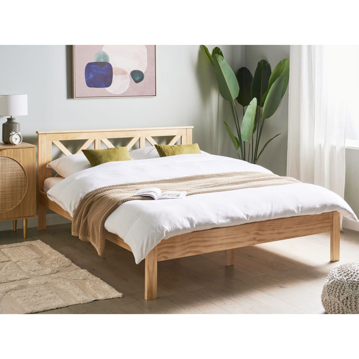 Łóżko drewniane 160 x 200 cm jasne TANNAY