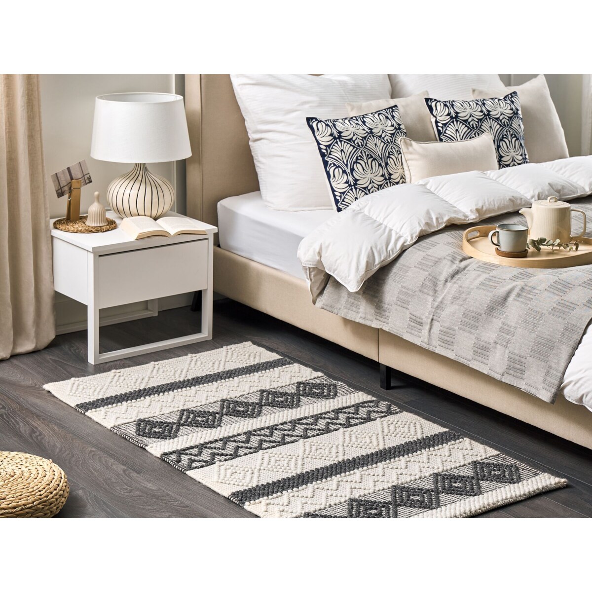 Dywan wełniany 80 x 150 cm beżowo-szary DAVUTLAR