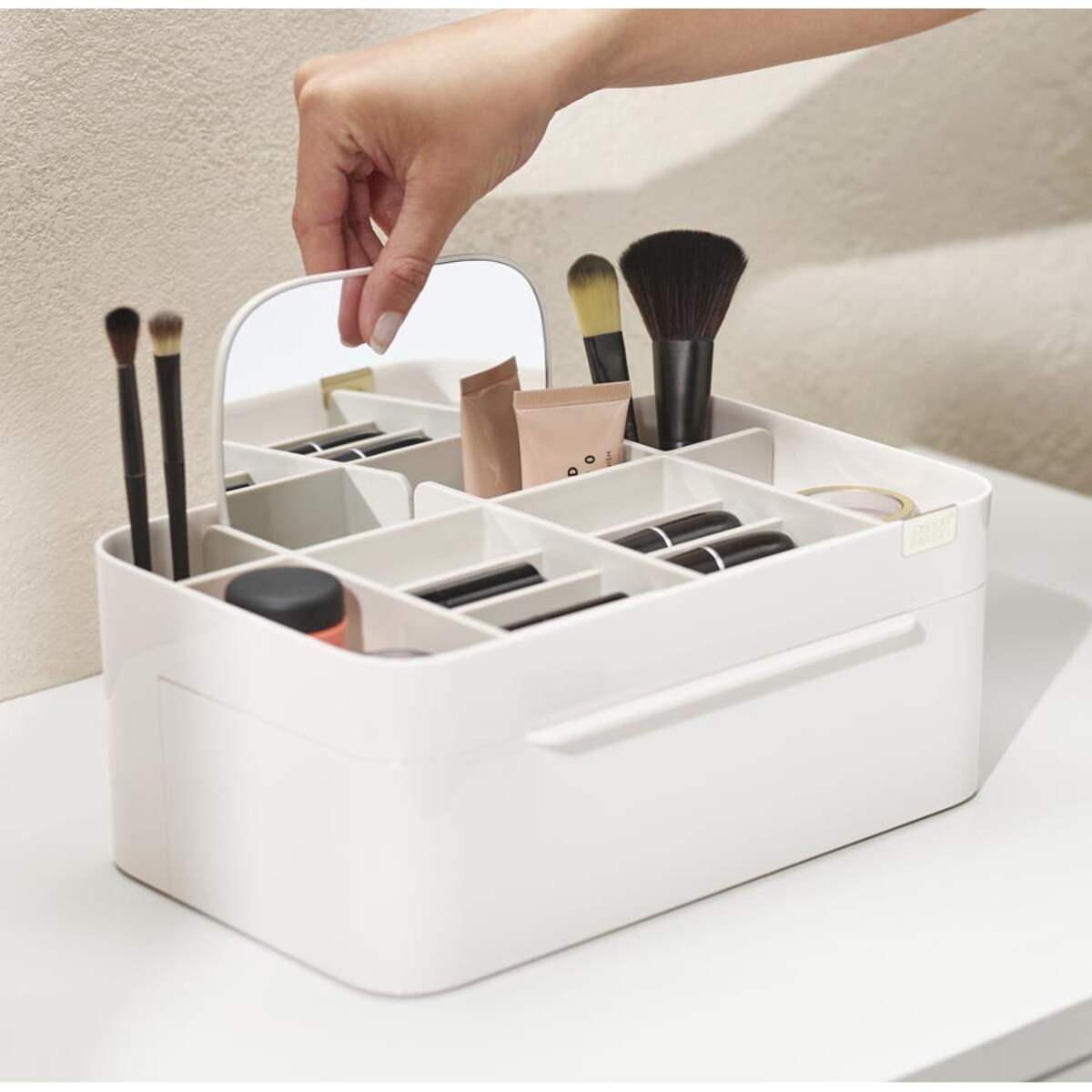 Organizer na kosmetyki z szufladką i lusterkiem L Viva, 12 x 30 x 19.5 cm, Joseph Joseph