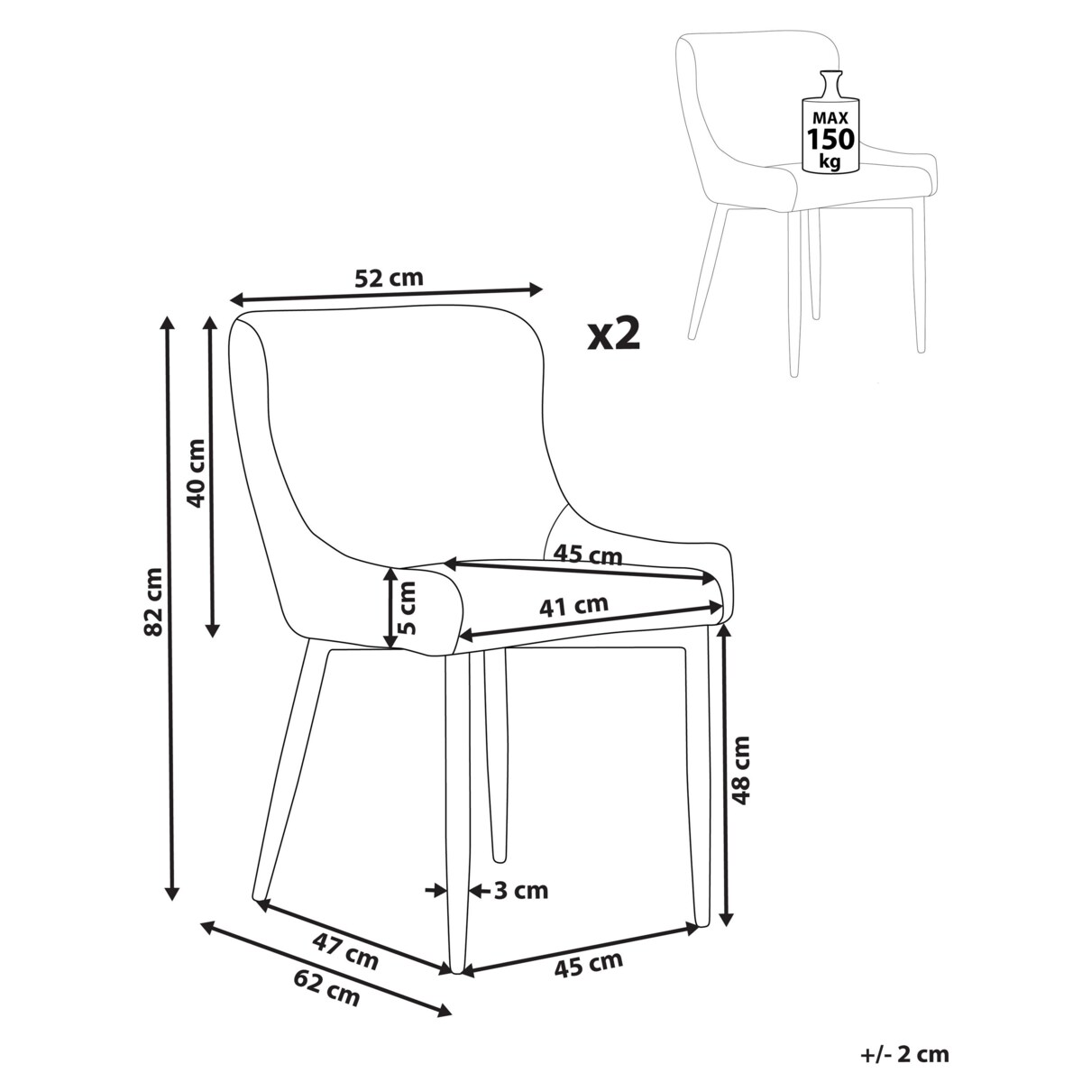 Zestaw 2 krzeseł do jadalni EVERLY Jasnobeżowy