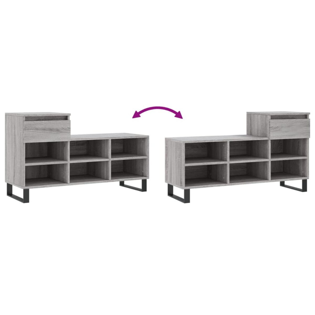 vidaXL Szafka na buty, szary dąb sonoma, 102x36x60 cm