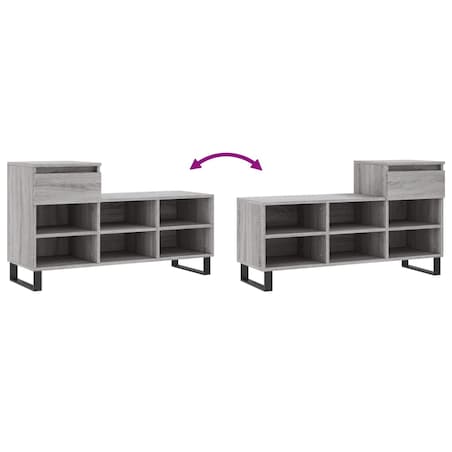 vidaXL Szafka na buty, szary dąb sonoma, 102x36x60 cm