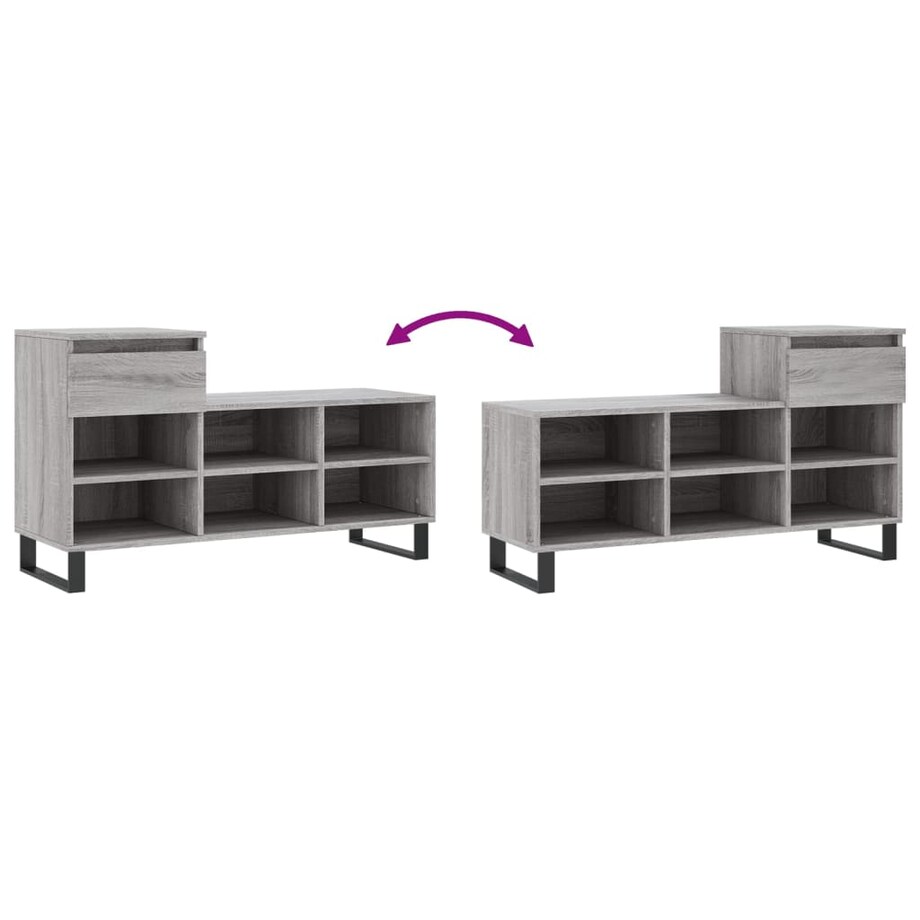 vidaXL Szafka na buty, szary dąb sonoma, 102x36x60 cm