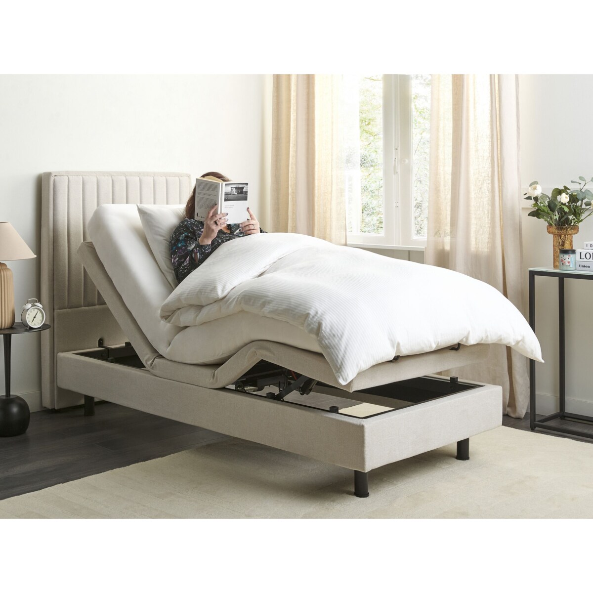 Łóżko regulowane DUKE II 80 x 200 cm Jasnobeżowy