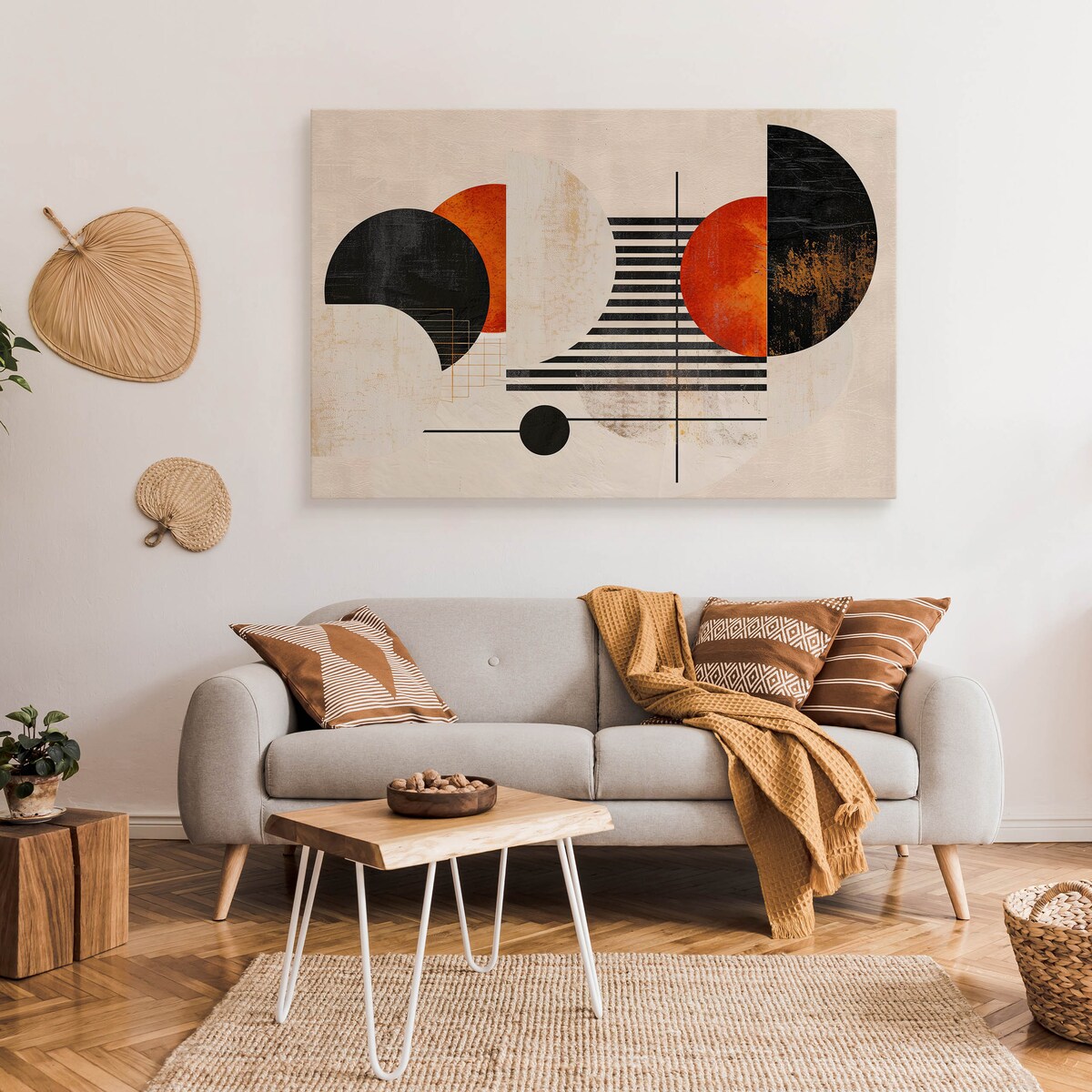 Obraz Na Płótnie Do Salonu Abstrakcyjne Koła Kształty Geometria 70x50cm