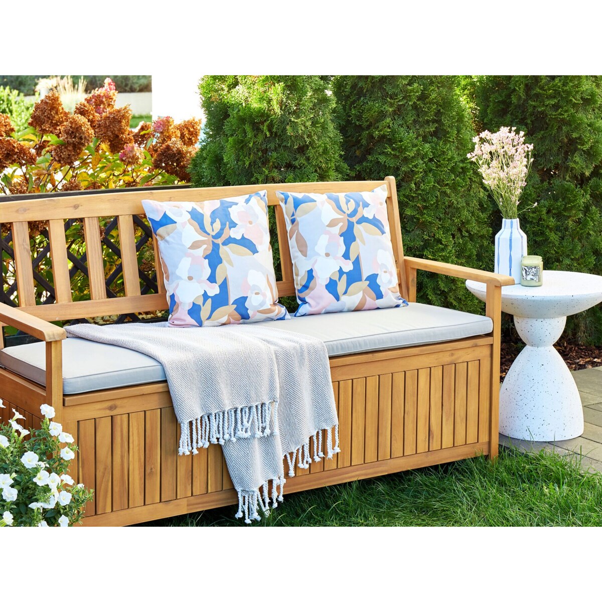 2 poduszki ogrodowe w kwiaty 45 x 45 cm wielokolorowe VEREZZI