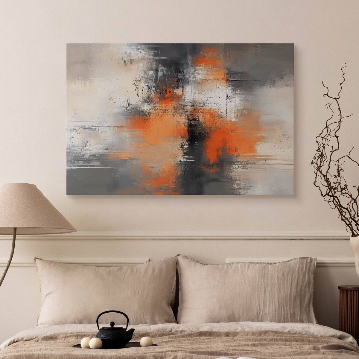 Obraz Ścienny Do Salonu Sypialni Pomarańczowa Abstrakcja Malarstwo 120x80cm