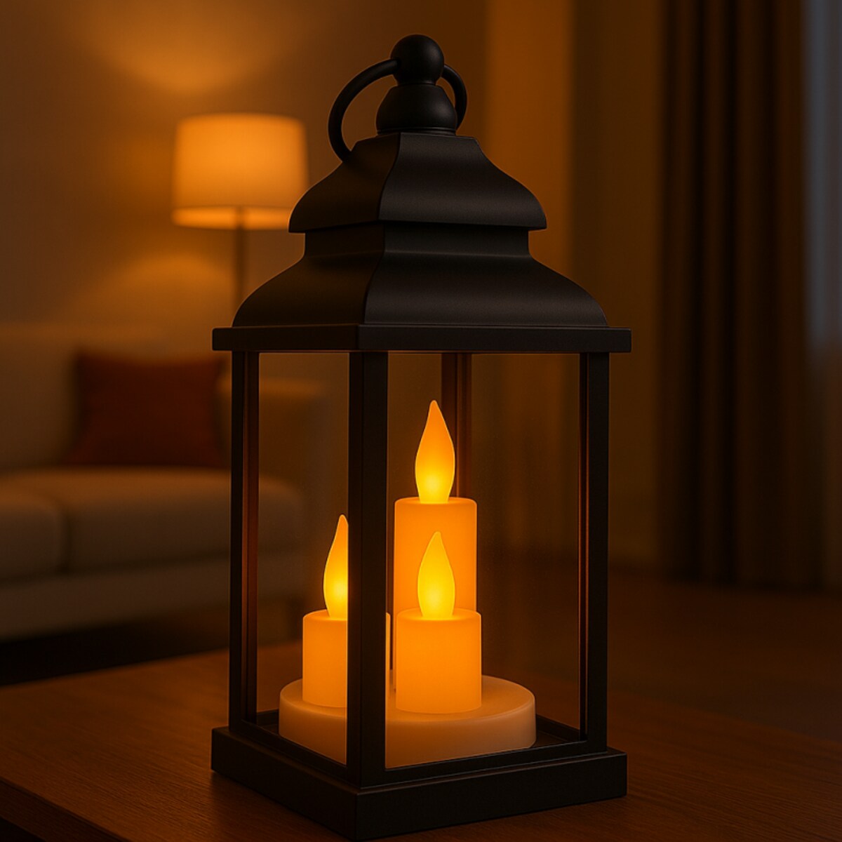 Lampion dekoracyjny LED z imitacją świec 10 x 22 cm - LAMP52CZ