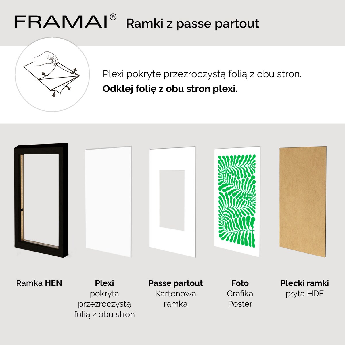 Ramka na zdjęcia z passe partout ramka 13x18 cm z okienkiem passe partout na zdjęcie 9x13 cm kolor czarny FRAMAI®